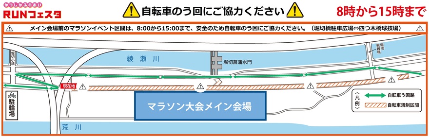 大会当日の自転車う回路図