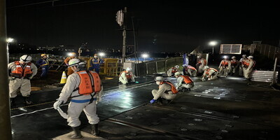 線路内遮水シート敷設状況です。